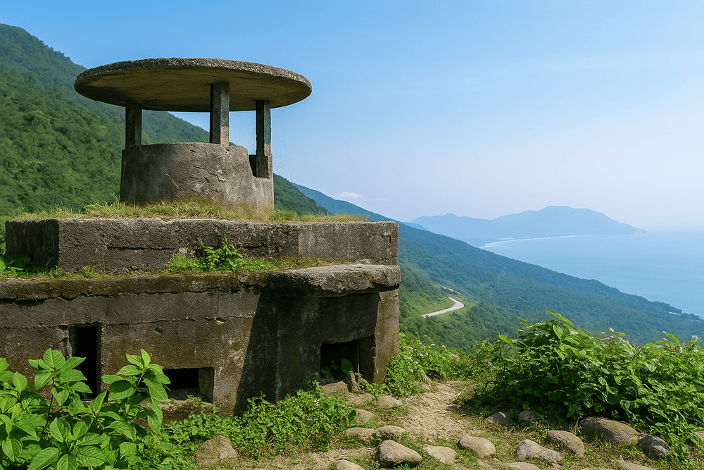 A weathered French-era bunker atop Hai Van Pass, standing as a silent witness to Vietnam’s history (Source: Internet)